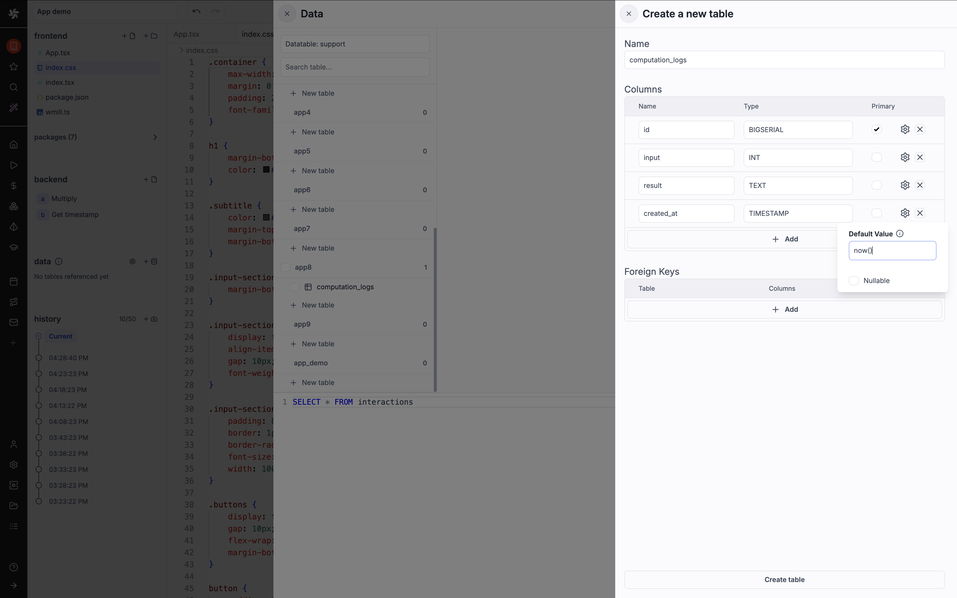 Create table Create table